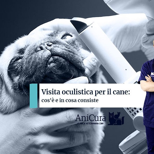 Una persona in camice blu in piedi davanti a un poster.