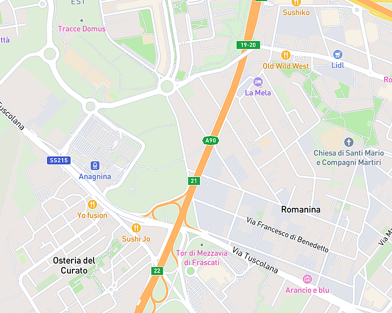 Una mappa che mostra la posizione di Policlinico Veterinario Roma Sud