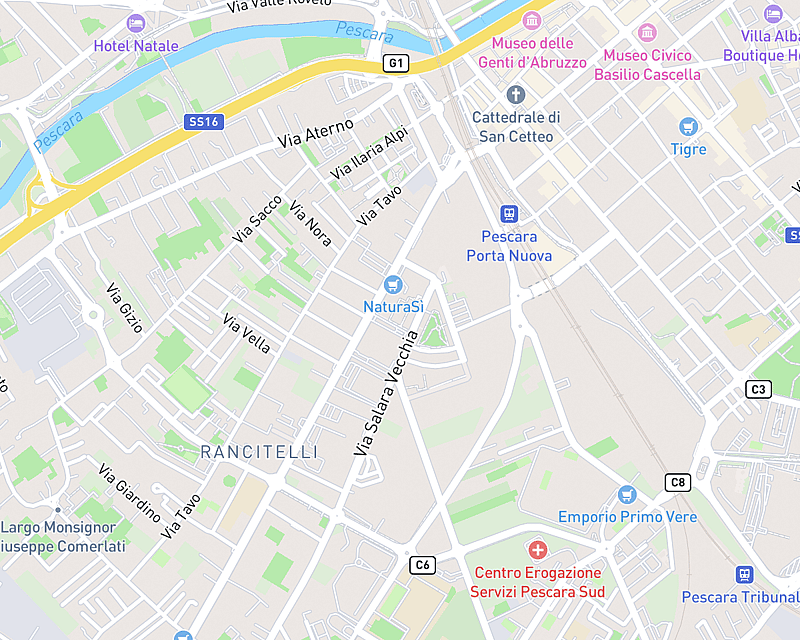 Una mappa che mostra la posizione di Ospedale Veterinario H24 Abruzzo
