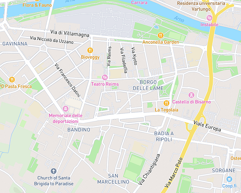 Una mappa che mostra la posizione di Clinica Veterinaria Firenze Sud