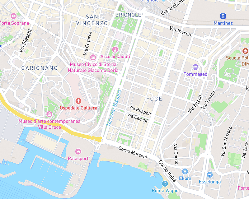 Una mappa che mostra la posizione di Clinica Veterinaria Foce