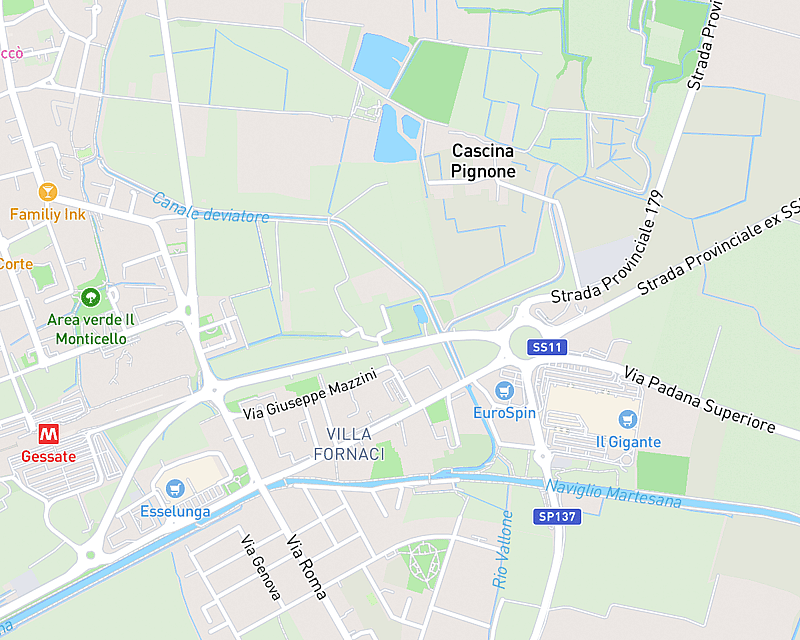 Una mappa che mostra la posizione di Clinica Veterinaria Nord Milano Gessate