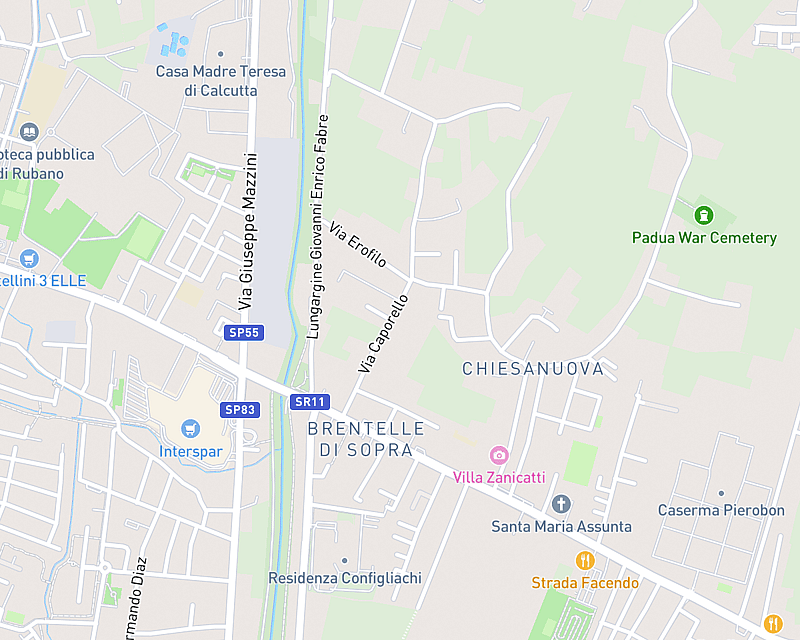 Una mappa che mostra la posizione di AniCura Centro Polispecialistico Chiesanuova