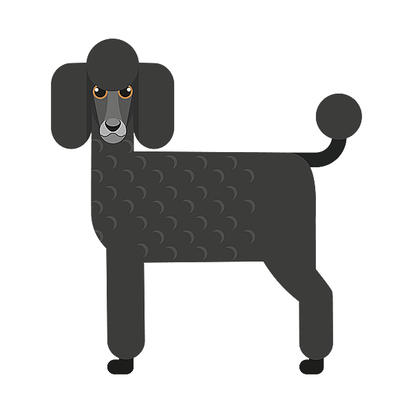 Un cartone animato di un cane.