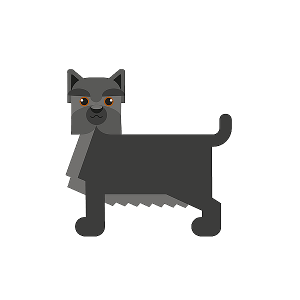 Un cartone animato di un cane.